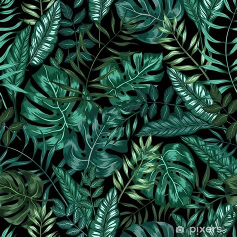 Wall Mural Seamless Graphical Artistic Tropical Nature Jungle Pattern