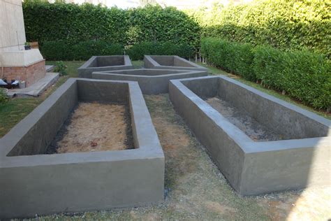 Raised Garden Bed Made Of Block And Covered With Concrete