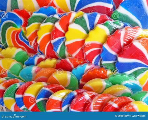 Colorful Display Of Rainbow Lollipop Candies Stock Image Image Of