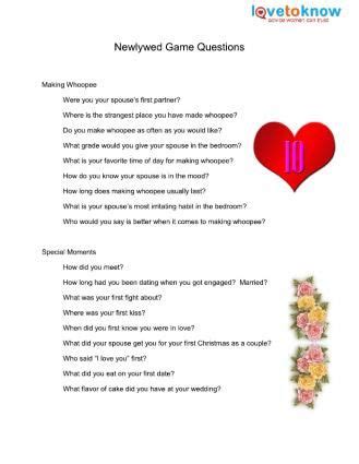 First, you answer some questions. Newlywed Game Printable Questions | Valentines Party ...