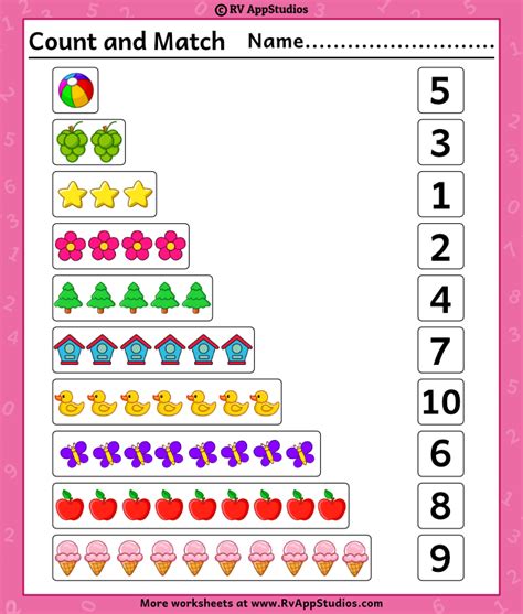 Free Printable Worksheets For Kids Count And Match Worksheets