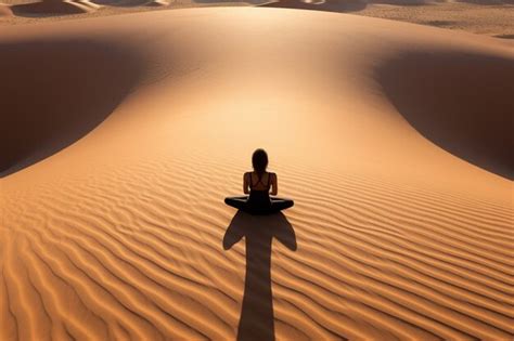 Persona Practicando Meditación De Yoga En El Desierto Foto Gratis