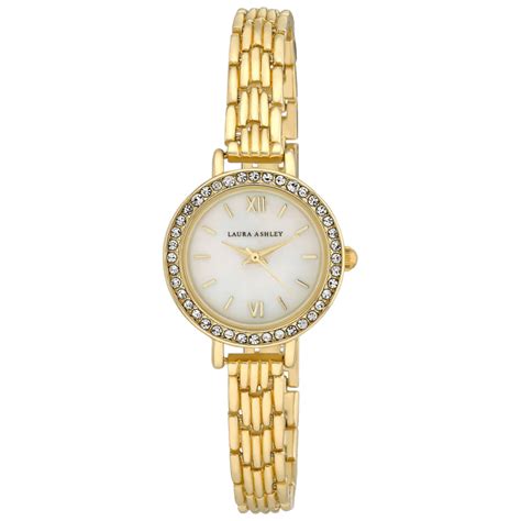 Morningsave Laura Ashley Womens Elegant Crystal Bezel Link Bracelet Watch