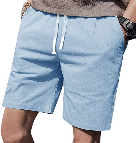 Ltifone Mens Casual Shorts Elastic Waist 7 Inseam Kz03 Sky Blue Size Large Ebay