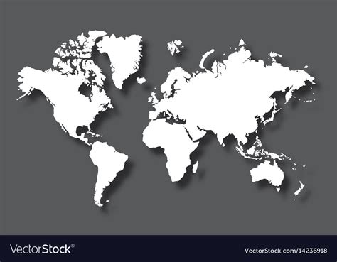 Political World Map With Shadow Isolated On Gray Vector Image