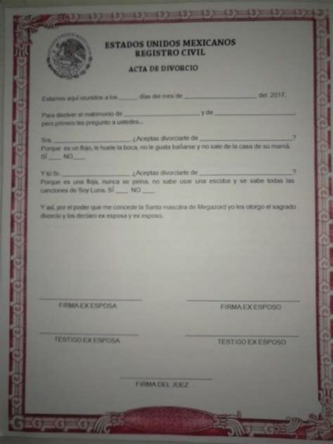 Acta De Divorcio En Blanco Para Imprimir Ejemplo De Acta De Divorcio