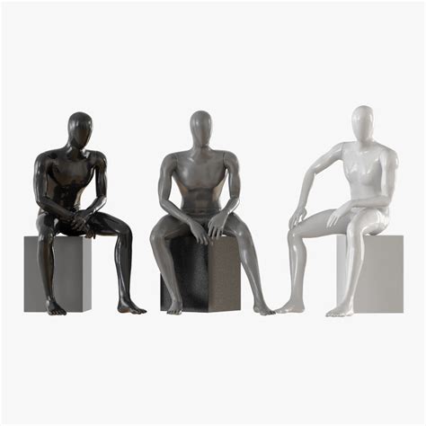 Three Seated Faceless Mannequins 13 3d Model Cgtrader