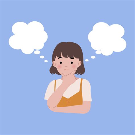 Young Woman Thinking Between Two Choices 1184158 Vector Art At Vecteezy