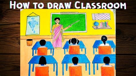 Classroom Drawing And Colouring Ll How To Draw Your Classroom Ll