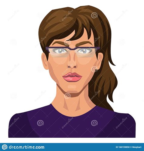 Brunette Girl With Glasses Illustration Vector Stock Vector