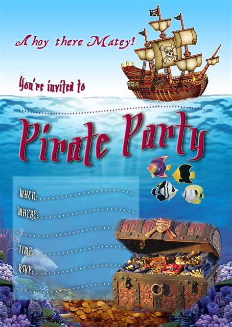 Free Kids Party Invitations Pirate Party Invitation