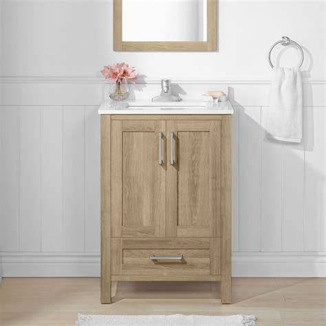 Style Selections Edwards 24 In Natural Oak Vanity In The Bathroom