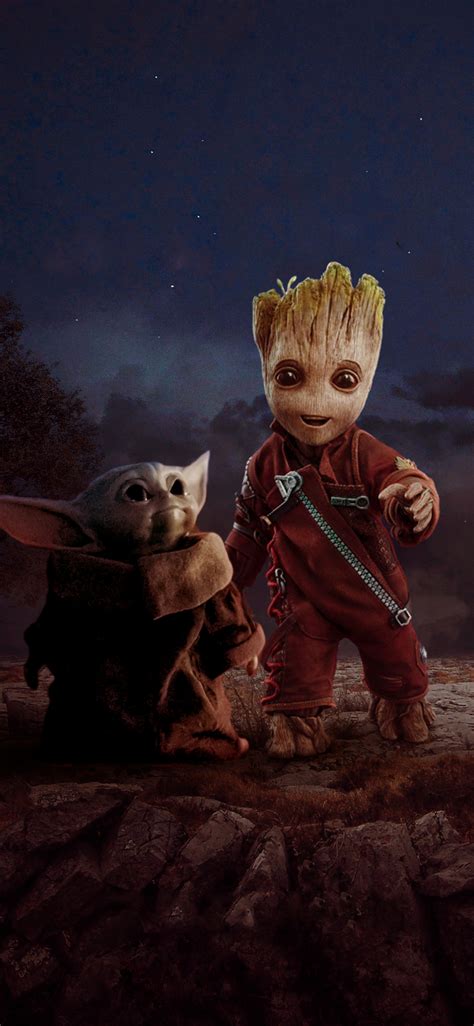 1125x2436 Resolution Groot And Baby Yoda Iphone Xsiphone 10iphone X
