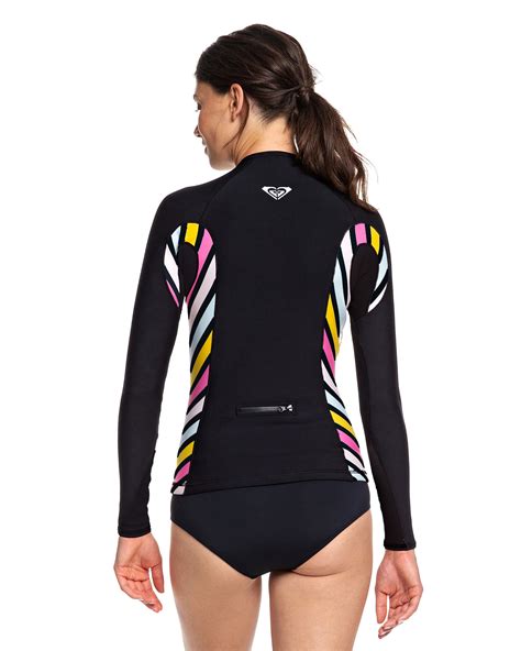 Roxy Womens 1mm Pop Surf Long Sleeved Front Zip Wetsuit Top Black