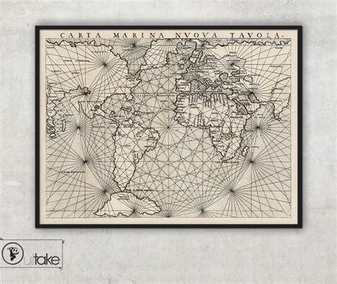 Ancient Nautical Map Nautical Map Art Nautical World Wall