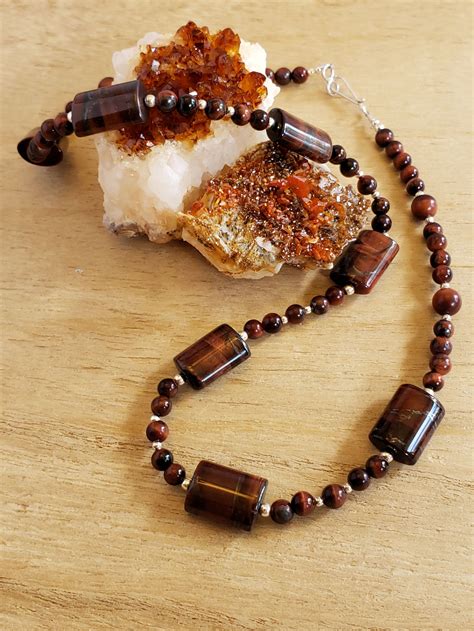 Red Tiger S Eye Necklace Etsy Eye Necklace Tigers Eye Necklace