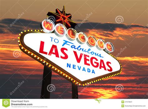 Las Vegas Sign At Sunset Stock Image Image Of Life Dusk 27070841