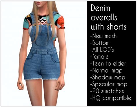 Lazyeyelids Denim Overalls With Shorts Sims 4 Downloads