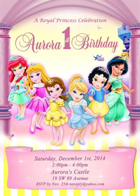 Digital Disney Toddler Princess Invitation Princess