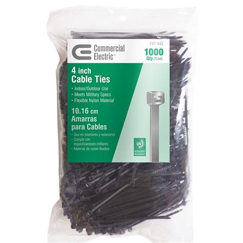 Commercial Electric 4 In Uv Cable Tie Black 1000 Pack Gt 100mb