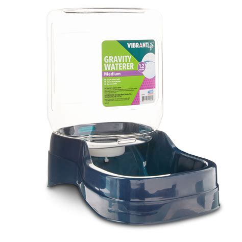 Vibrant Life Gravity Pet Waterer, Blue, Medium for Dogs and Cats, 1.2