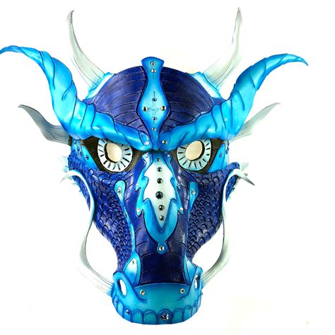 Blue Ancient Chinese Dragon Leather Mask With Swarovski Etsy