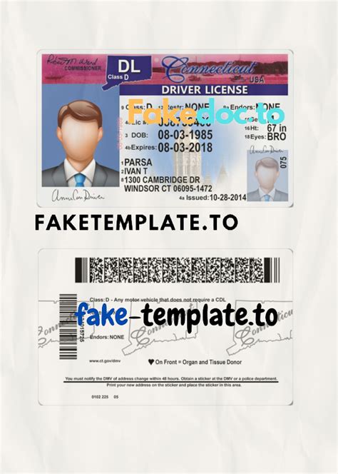 Connecticut Driver License Template V1 Fake Templateto