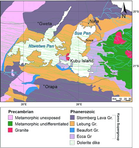 Schematic Geological Map Of The Makgadikgadi Basin Modified From Key Download Scientific