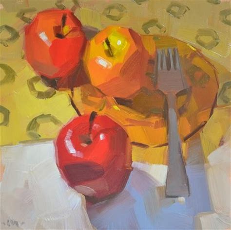 Daily Paintworks Three Different Apples Original Fine Art For