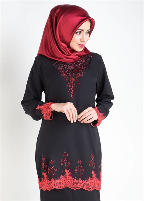 Belakang, lengan & pinggang kainkain (botto. Baju Kurung Moden Safiyya Plus Size Black - LovelySuri.com