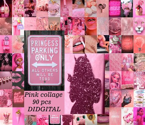 Baddie Aesthetic Wall Collage Kit Pink Photo Wall Kit Dorm Etsy