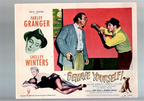Movie Poster Behave Yourself 1951 Lobby Card Vf Comedy Farley Granger Shelley