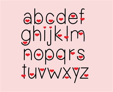 Hearts Font Complete Alphabet Vectors Cutting Files Etsy