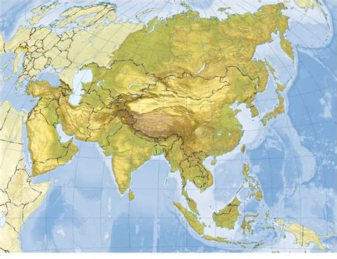 Asia física Mapa mudo y mapa completo para el profesorado de geografía