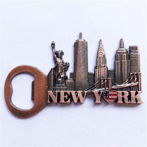 1 Pcs Cute New York United States Fridge Magnets Metal Statue Of