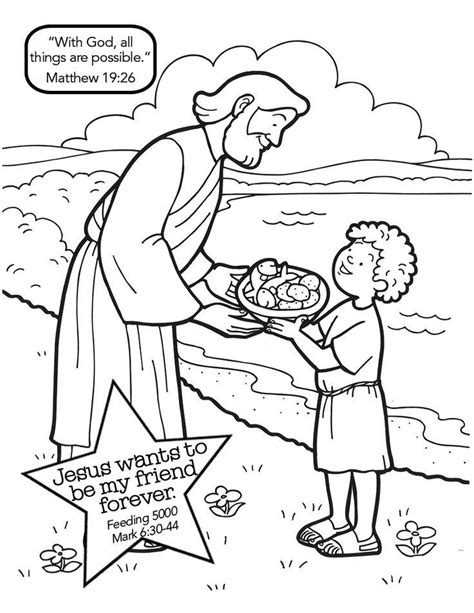 jesus feeding 5000 coloring page coloring home