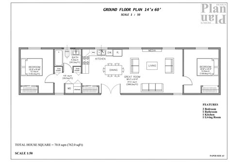 14x60 Mobile Home Floor Plan 2br1ba Plan For The Mobile Home Etsy