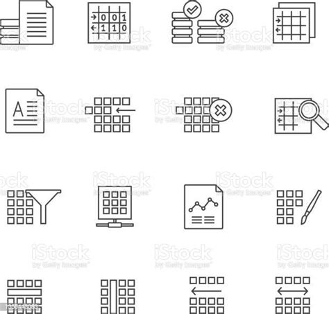 Line Database And Table Formatting Icons Stock Illustration Download