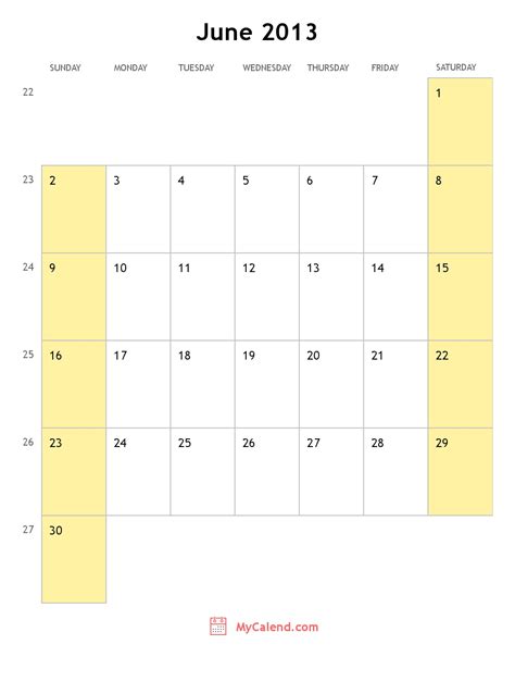 June 2013 Calendar With Holidays Monthly Printable Calendar