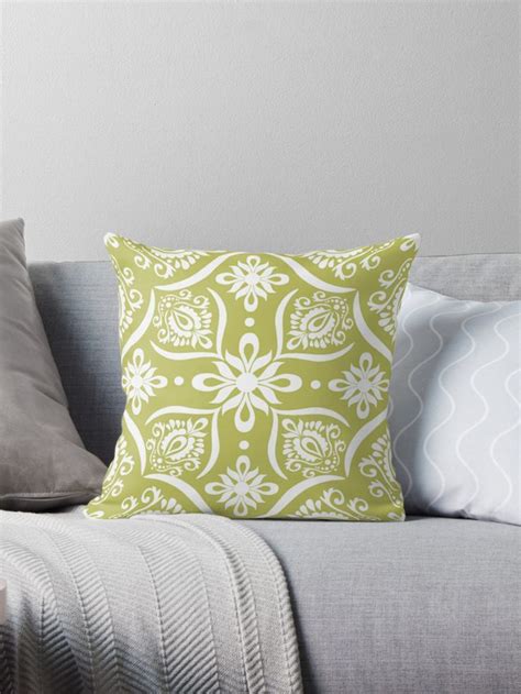 elegant lime green and white damask pattern throw pillow by semas patterned throw pillows