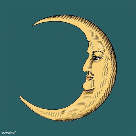 Hand Drawn Sketch Of A Crescent Moon Premium Image By