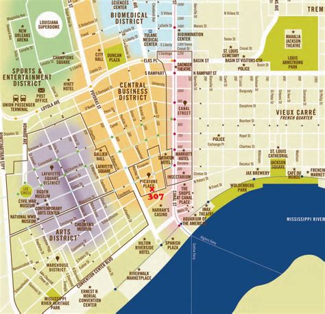 Downtown New Orleans Tourist Map