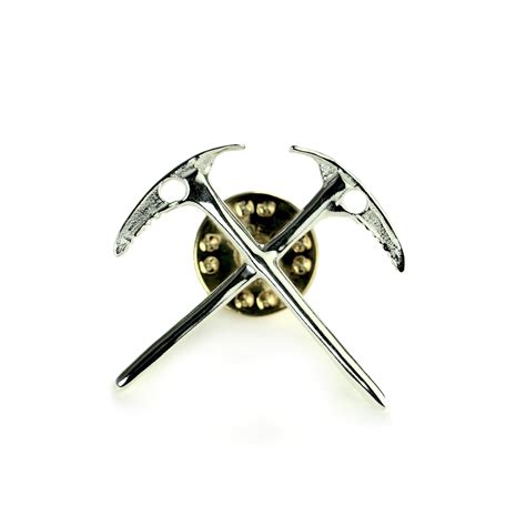 Climbers Crossed Ice Axe Lapel Pin Sterling Silver Rock Climbing