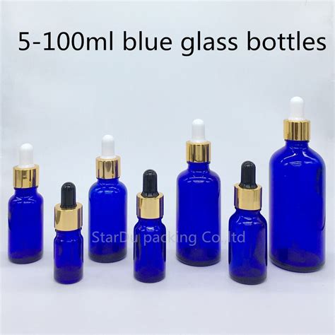 5ml 10ml 15ml 20ml 30ml 50ml 100ml Blue Glass Bottle With Dropper Essential Oil Bottle Blue