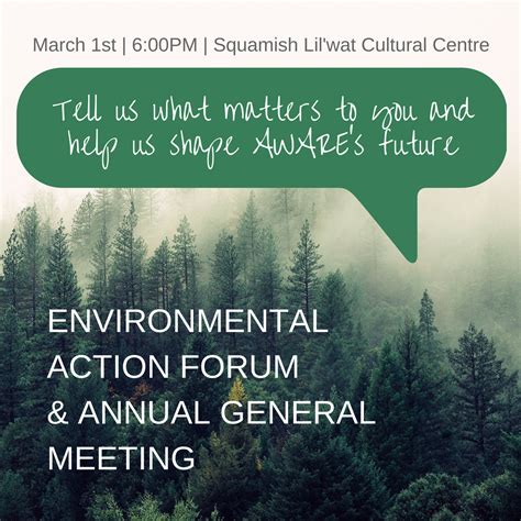 Environmental Action Forumand Annual General Meeting Aware Whistler