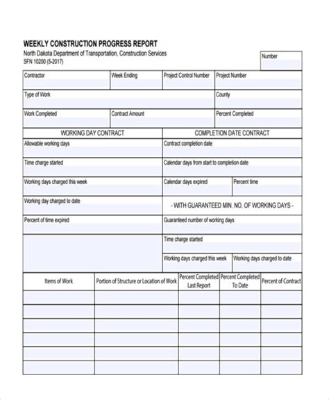 Construction Weekly Report Template