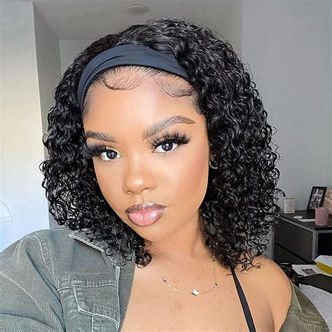 Amazon Com BKTD Headband Wigs For Black Women Curly Headband Wig Glueless Non Lace Front Wigs