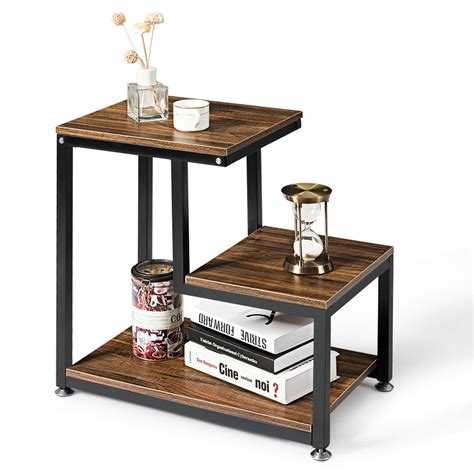 Costway 3 Tier End Table Side Table Night Stand W Storage Shelf For