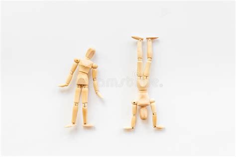 Mental And Emotional Gender Difference Between Man And Woman Two Wooden Mannequin Figurine