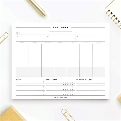 Buy Bliss Collections Minimalist Weekly Planner Tear Off Pad 50
